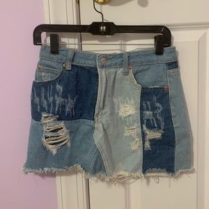 Women’s Multi-Pattern Denim Skirt